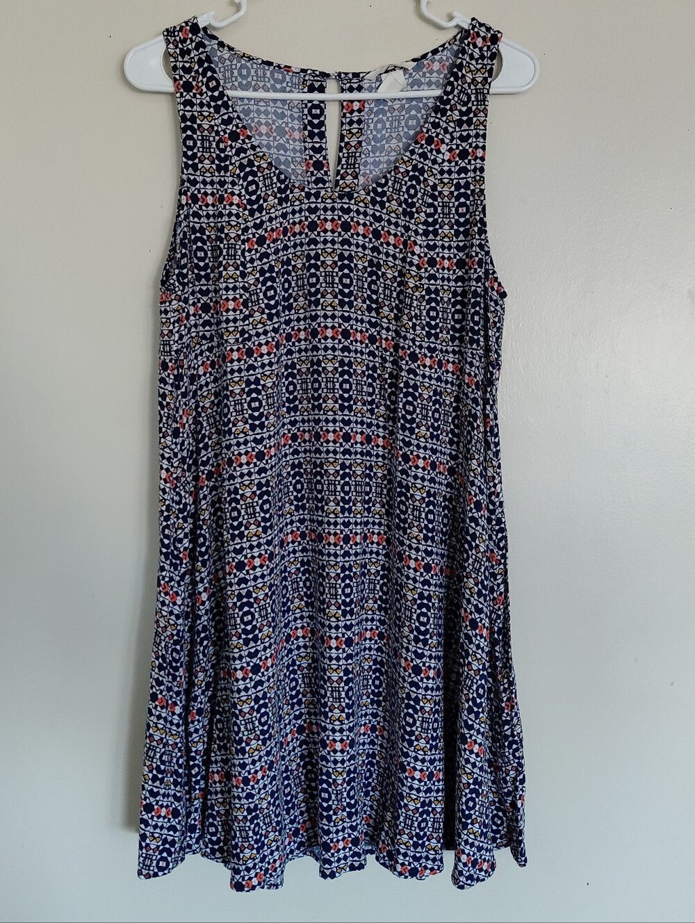 H&M Women's Colorful Geometric Printed Plus Size Boho Mini Dress 14
